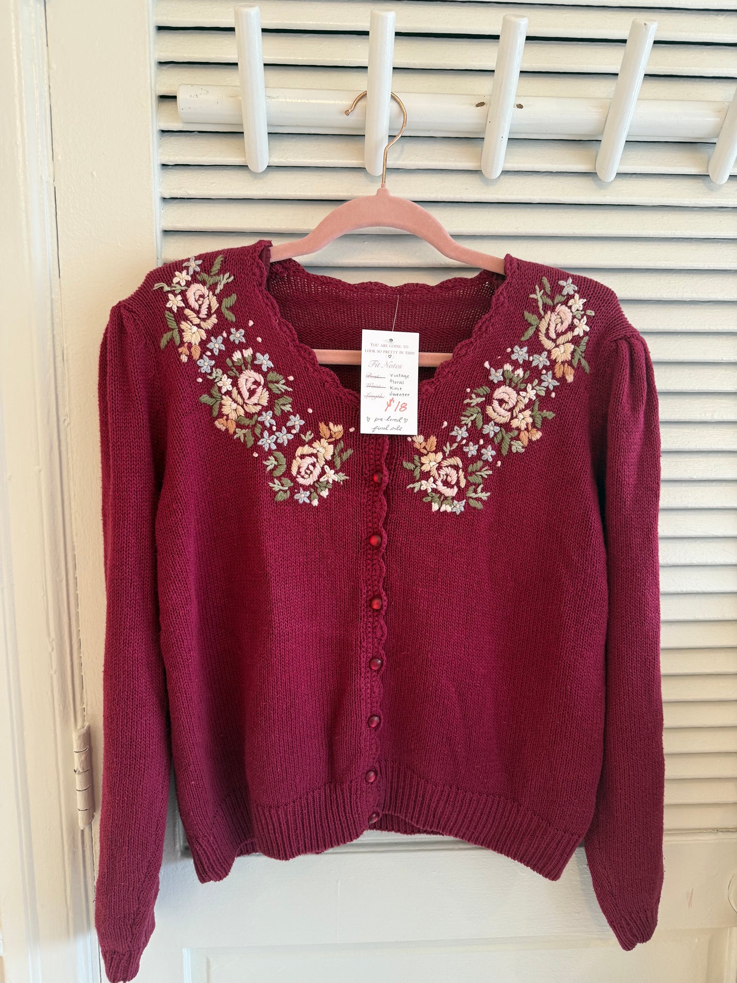 vintage floral knit sweater ~ BEAU