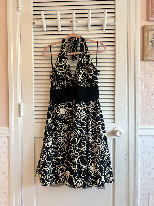 vintage floral halter dress ~ BEAU ~ 14w