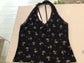 black floral halter top ~ XL