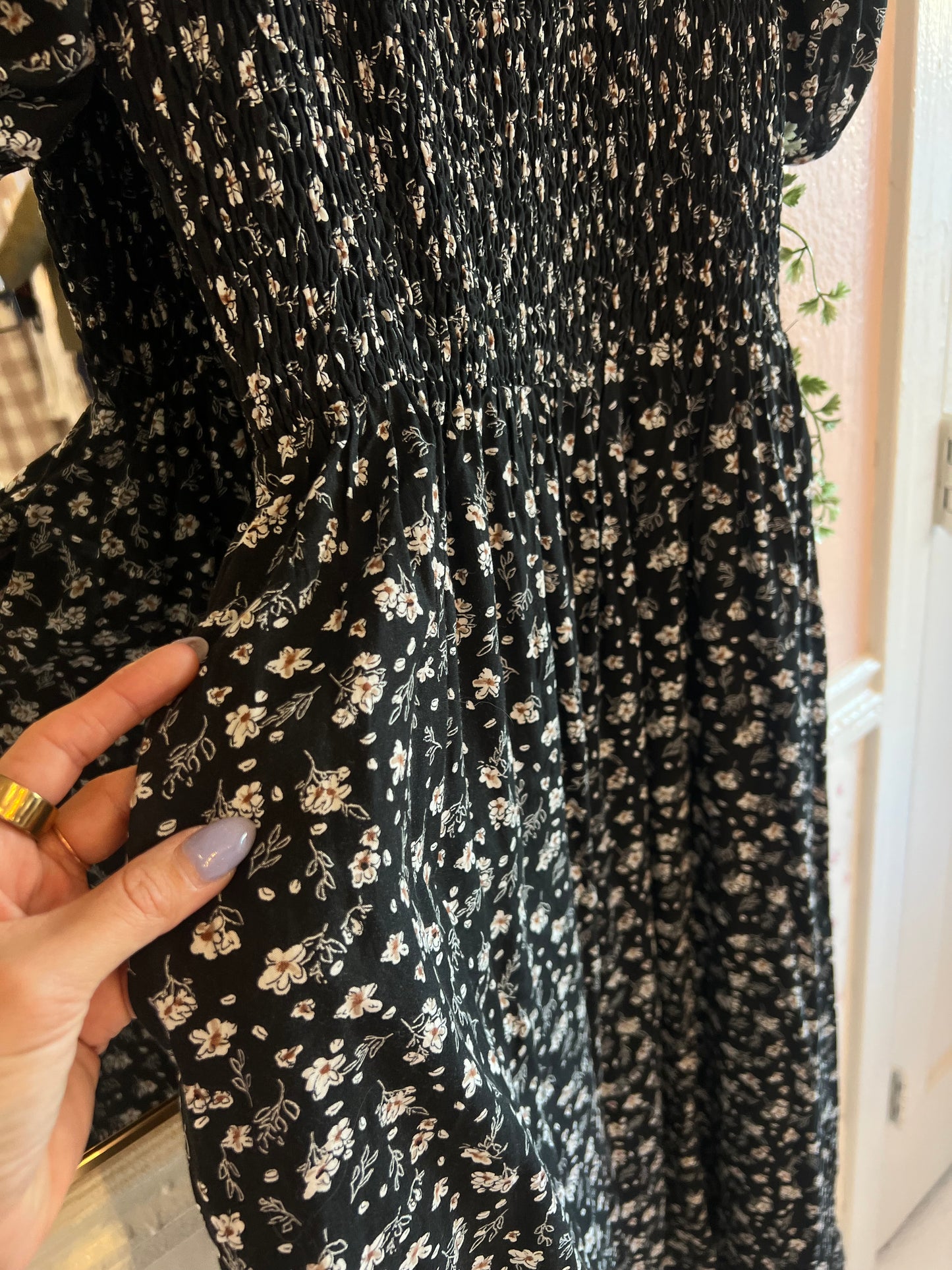 Black Floral Dress ~ small