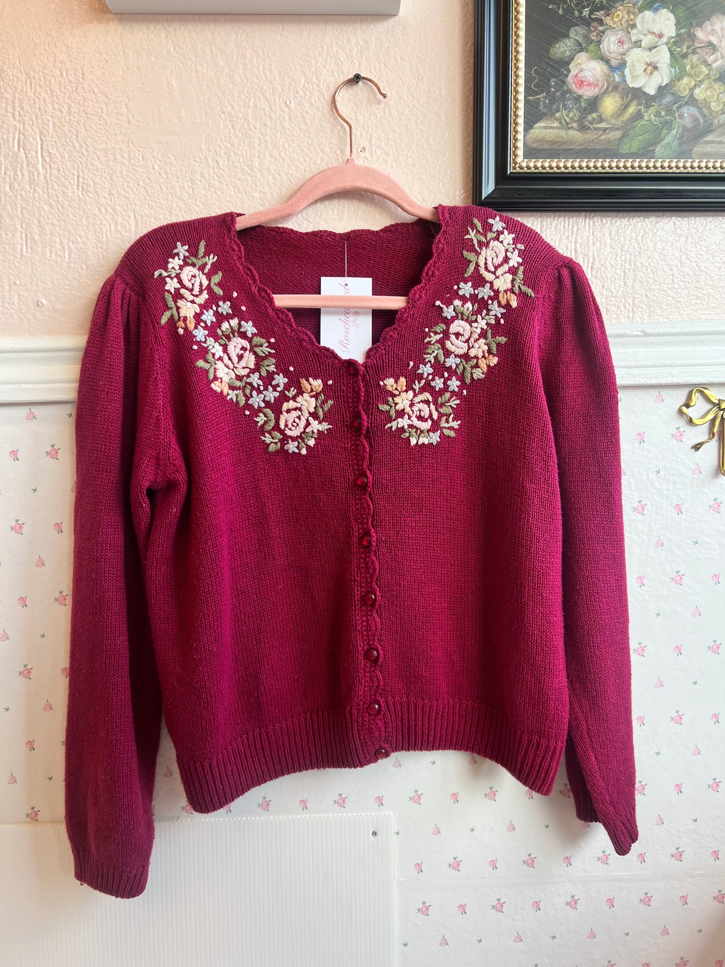 vintage floral knit sweater ~ BEAU