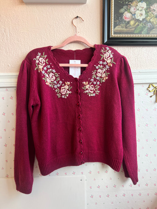 vintage floral knit sweater ~ BEAU