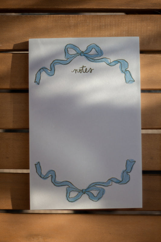 Blue Ribbon Bow Notepad