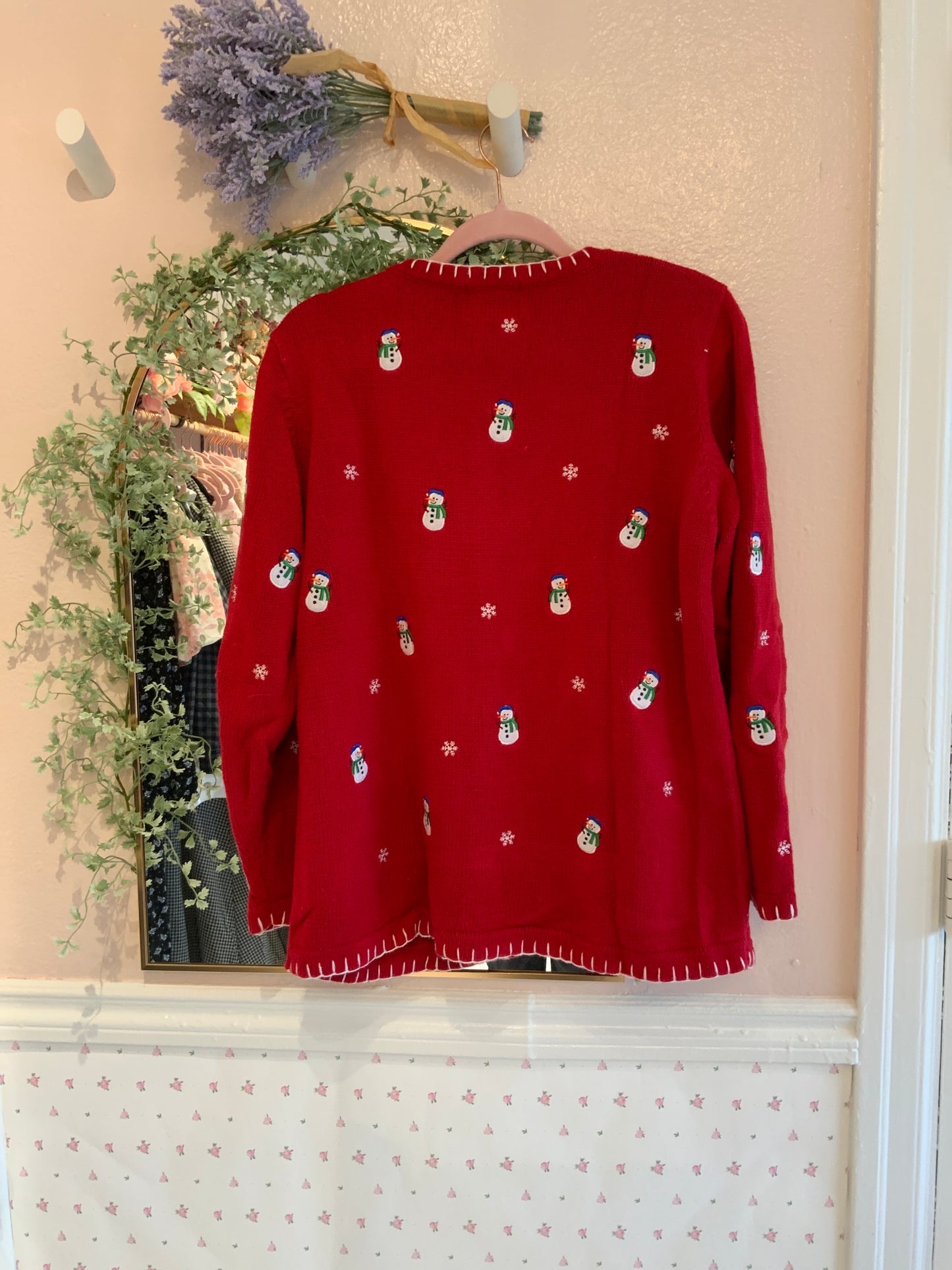 Vintage Red Snowman Holiday Carigan