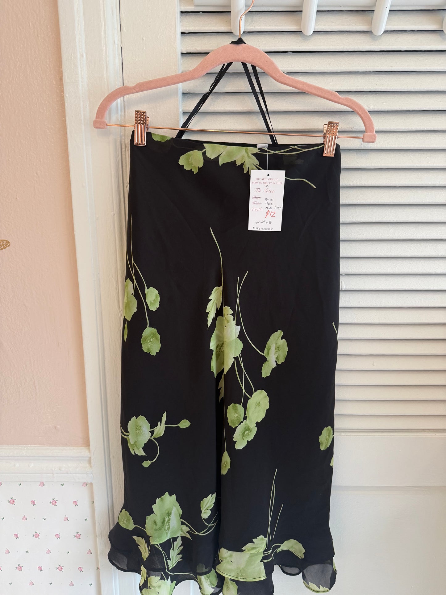 green floral midi skirt ~ BEAU ~ size 12