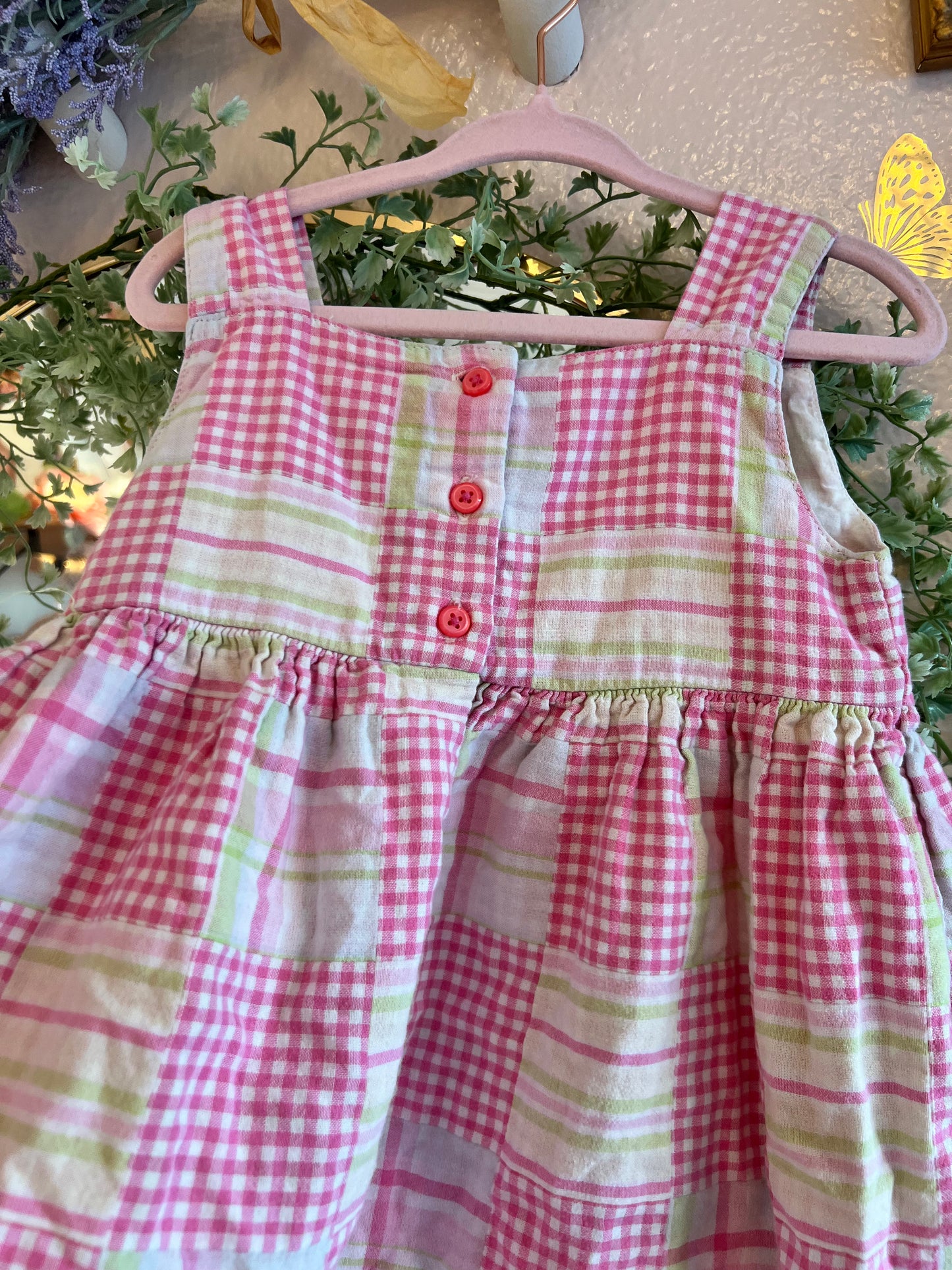 Gymboree Pink/Green Gingham Dress ~ 3T ~ 100% Cotton